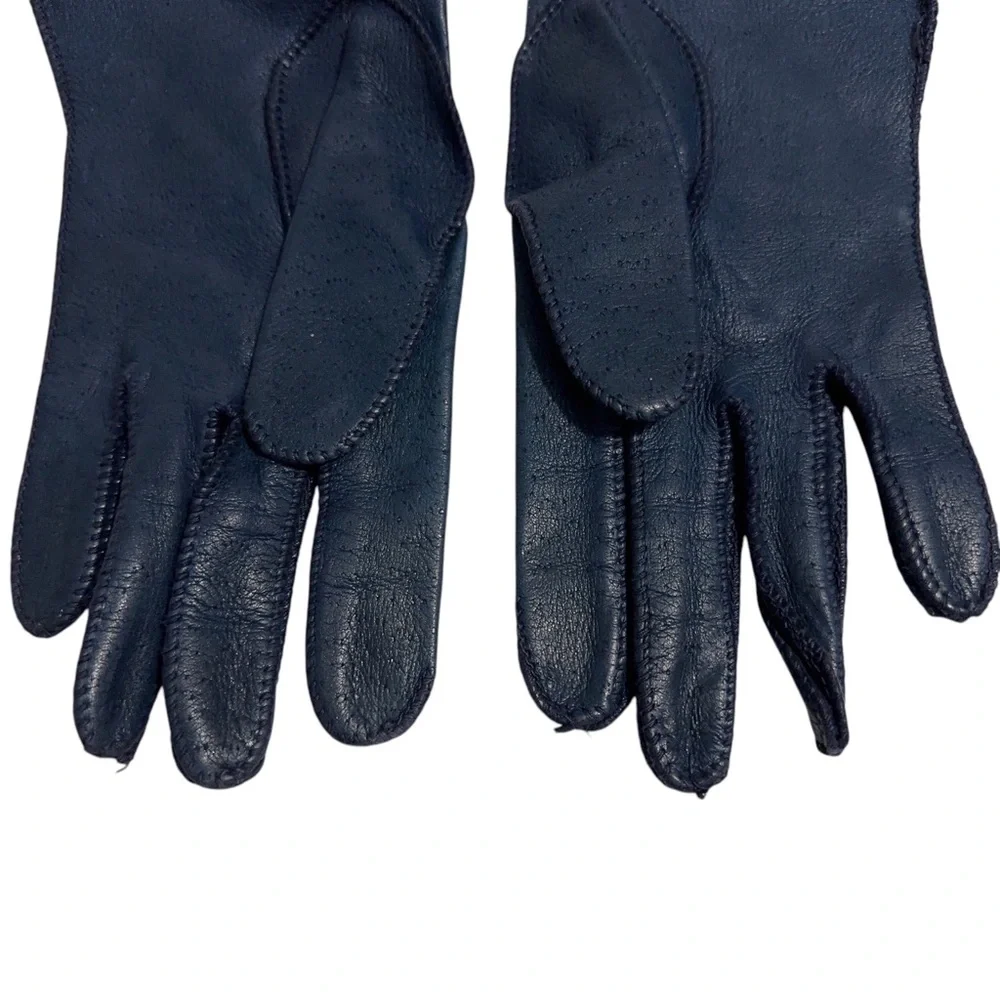 Vintage Genuine Deerskin Gloves Womens Size 7 Blue Unlined Very Soft